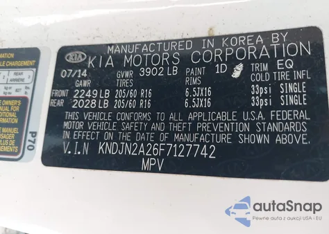 2015 Kia Soul z USA, uszkodzony, nr VIN KNDJN2A26F7127742